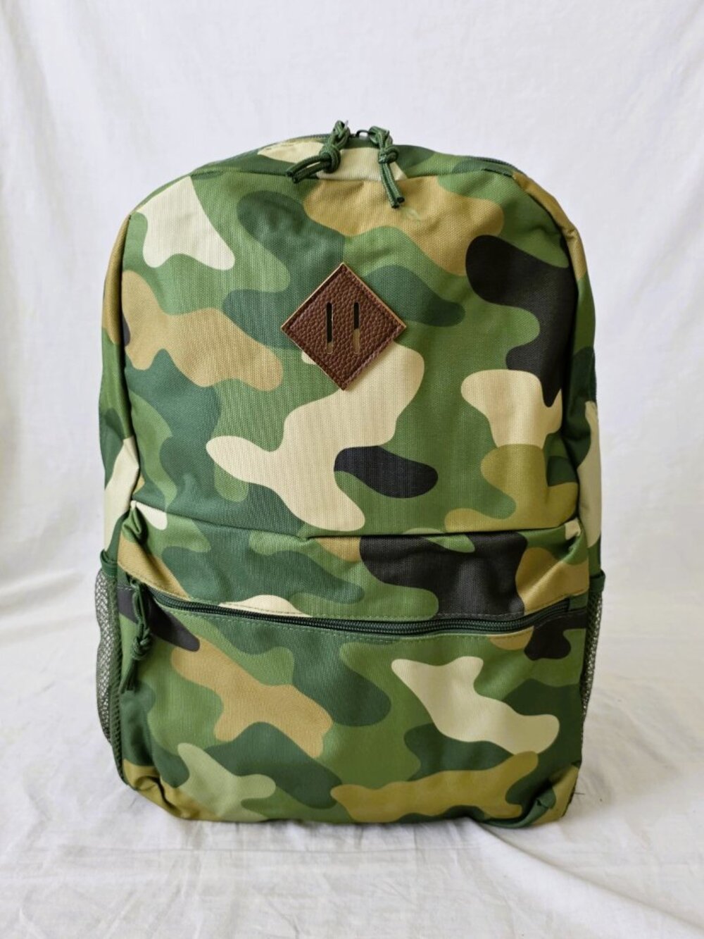 NEW! Lightweight Backpack with Green Camouflage Design and Bottle Pockets